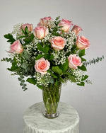 Load image into Gallery viewer, Blush Pink Rose Vase Arrangement