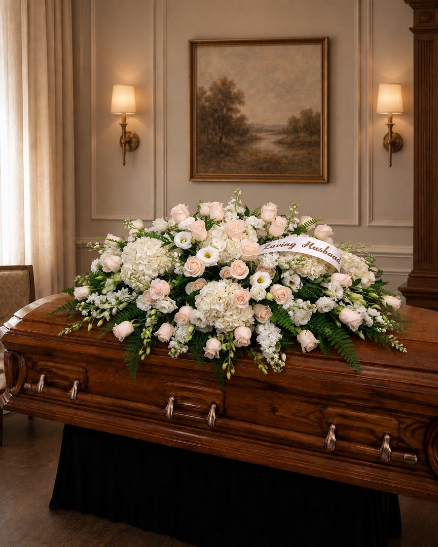 Classic White Casket Spray