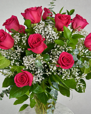 Hot Pink Rose Vase Arrangement