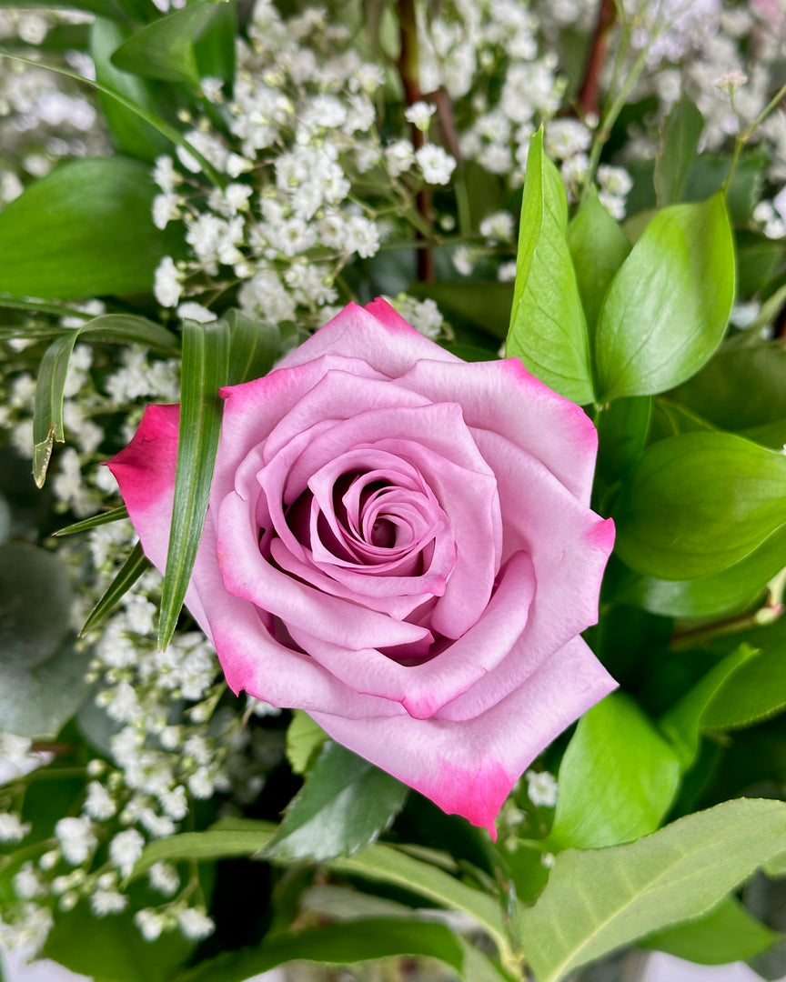 Purple Rose Vase Arrangement