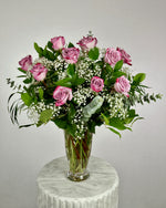Load image into Gallery viewer, Purple Rose Vase Arrangement
