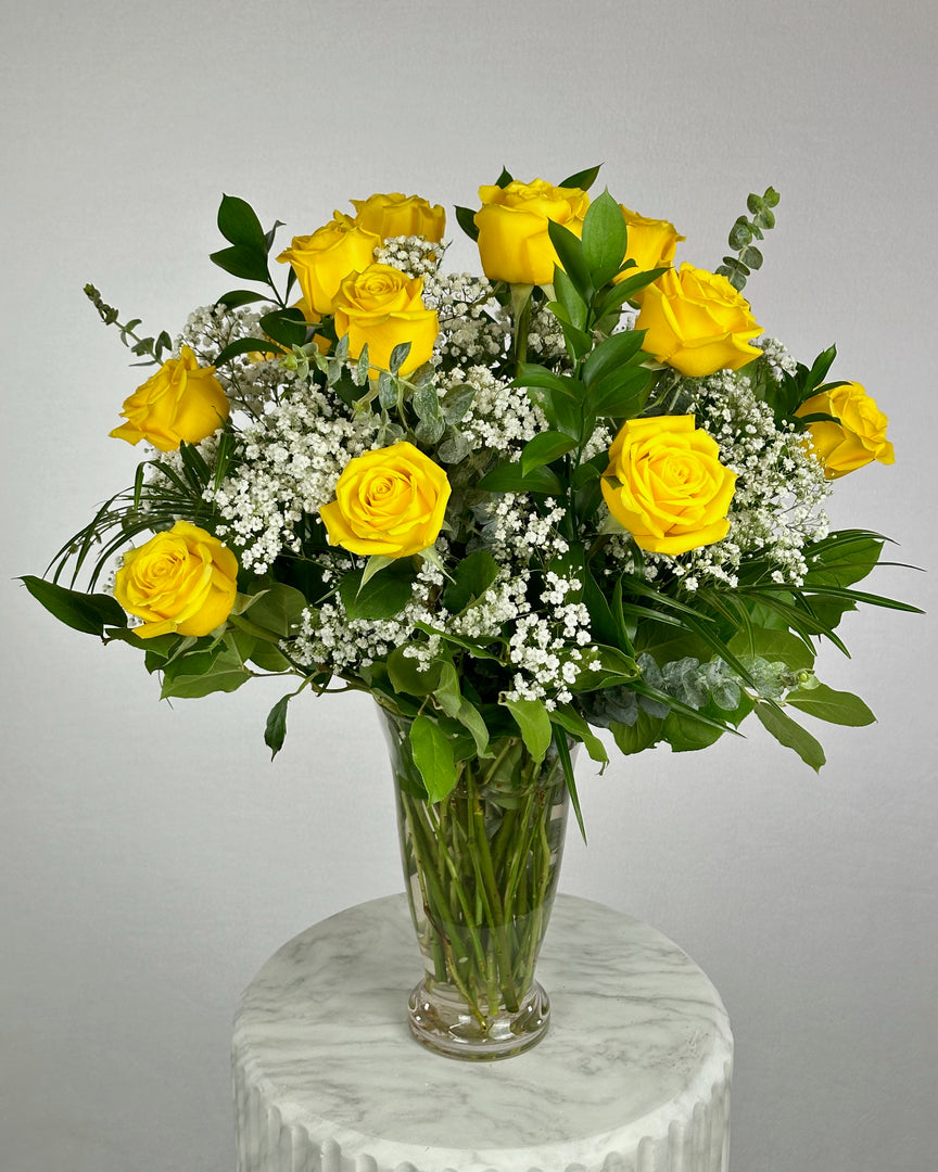 Yellow Rose Vase Arrangement