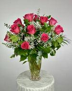 Load image into Gallery viewer, Hot Pink Rose Vase Arrangement