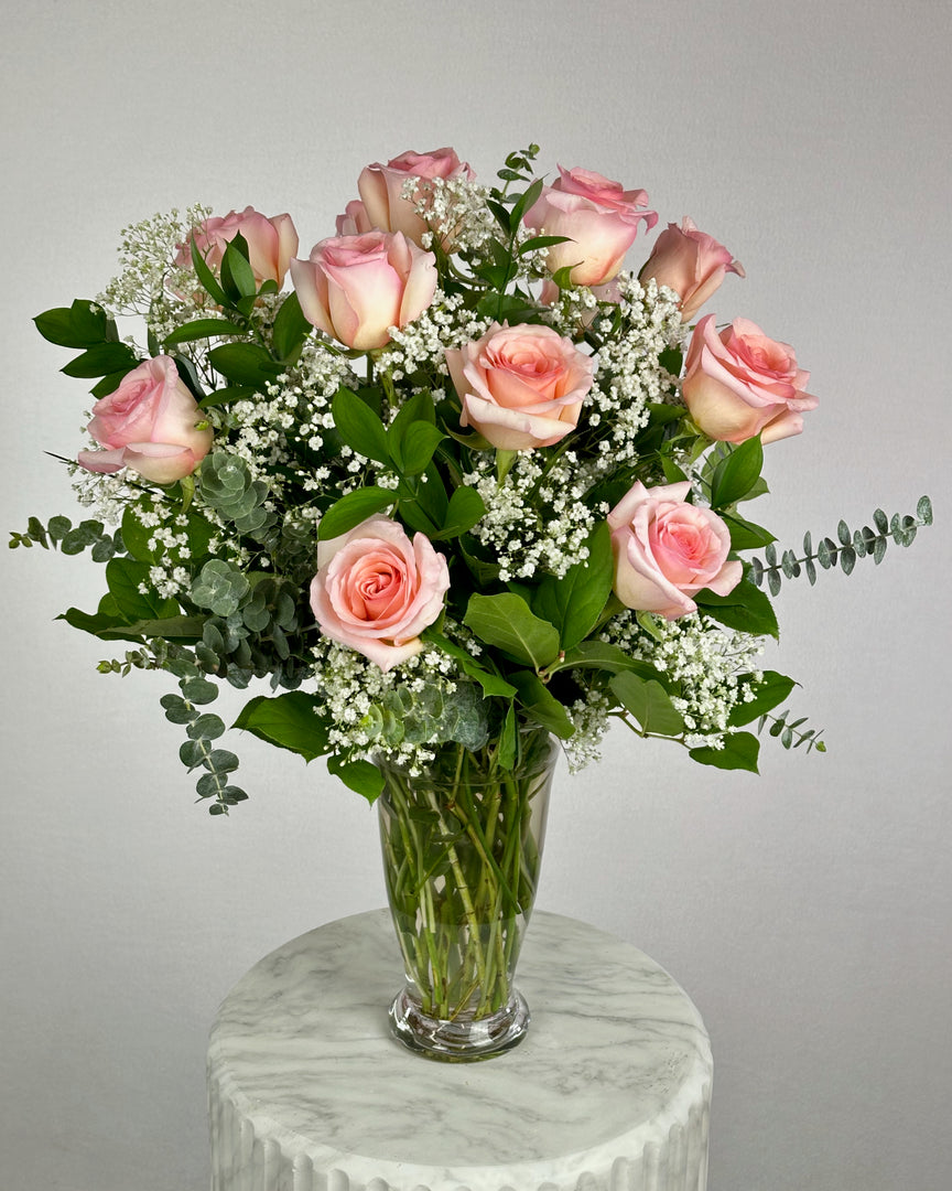 Blush Pink Rose Vase Arrangement
