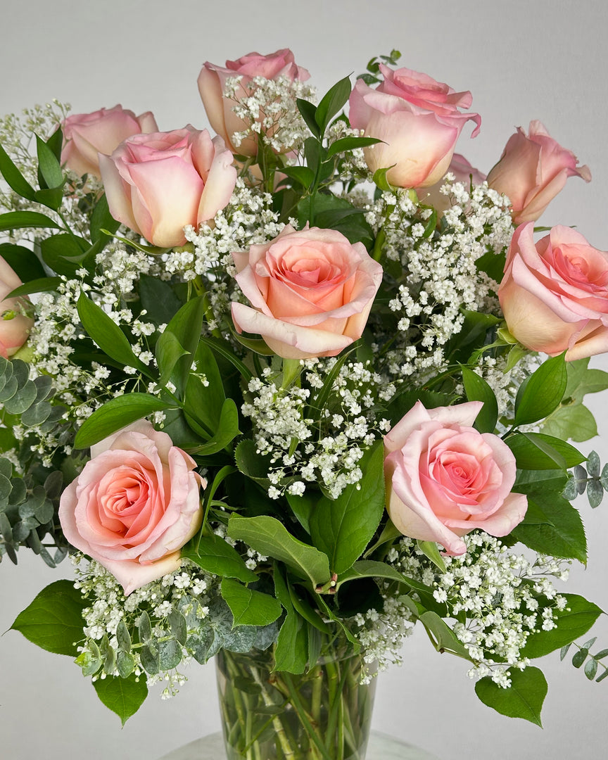 Blush Pink Rose Vase Arrangement