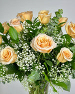 Load image into Gallery viewer, Peach Rose Vase Arrangement